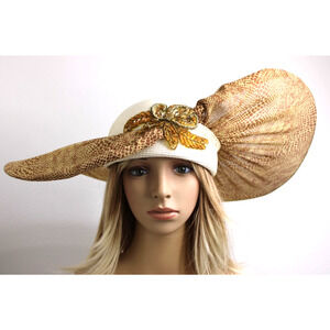 Vintage Runway NY Derby Church Hat Women’s Animal Print Beaded